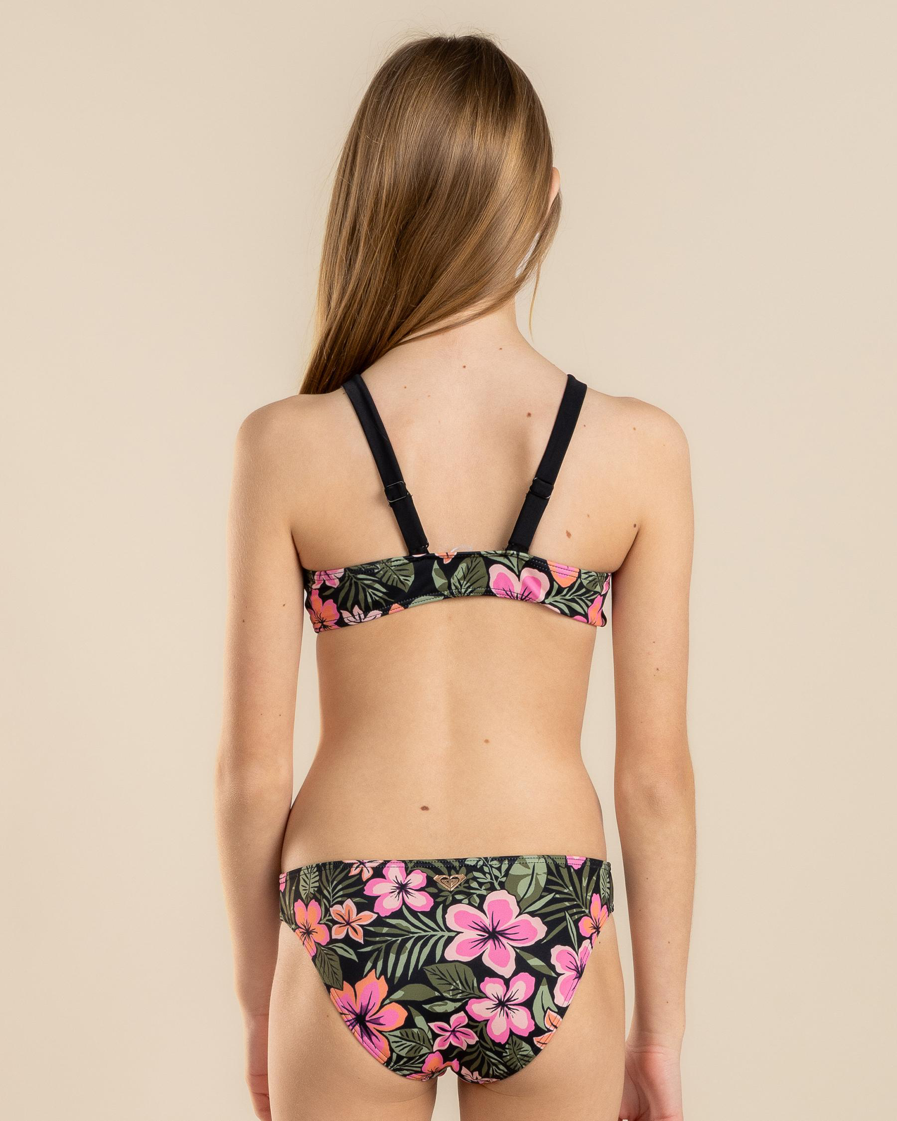 Active Floral Crop Top Bikini Set