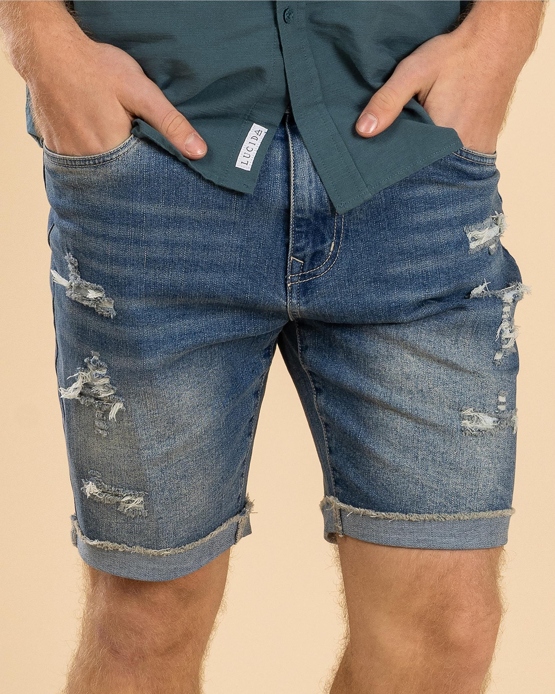 Torn Denim Walk Shorts