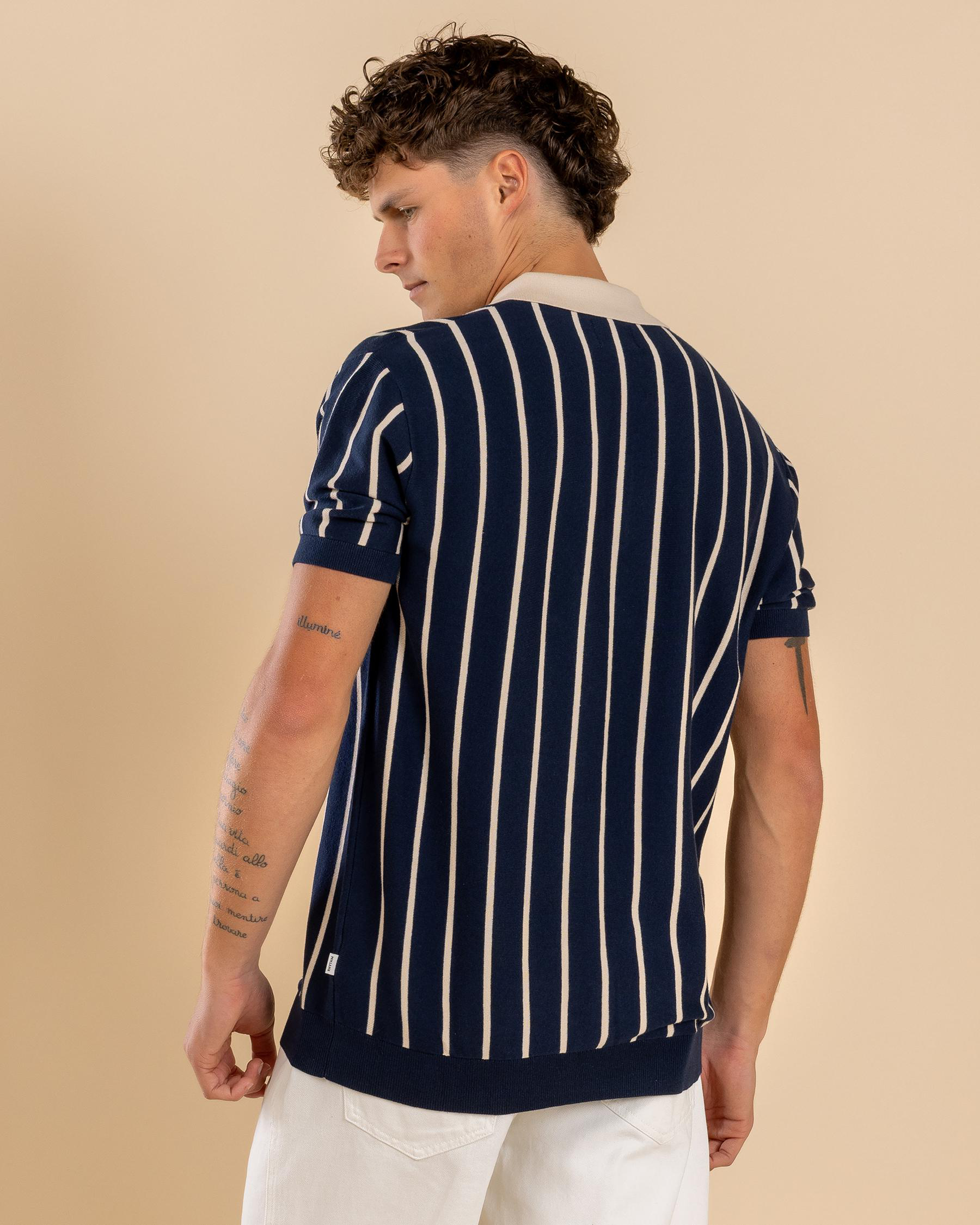 Striped Knit Polo Shirt