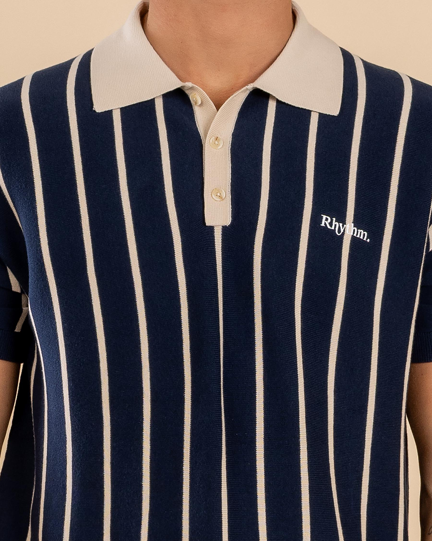 Striped Knit Polo Shirt