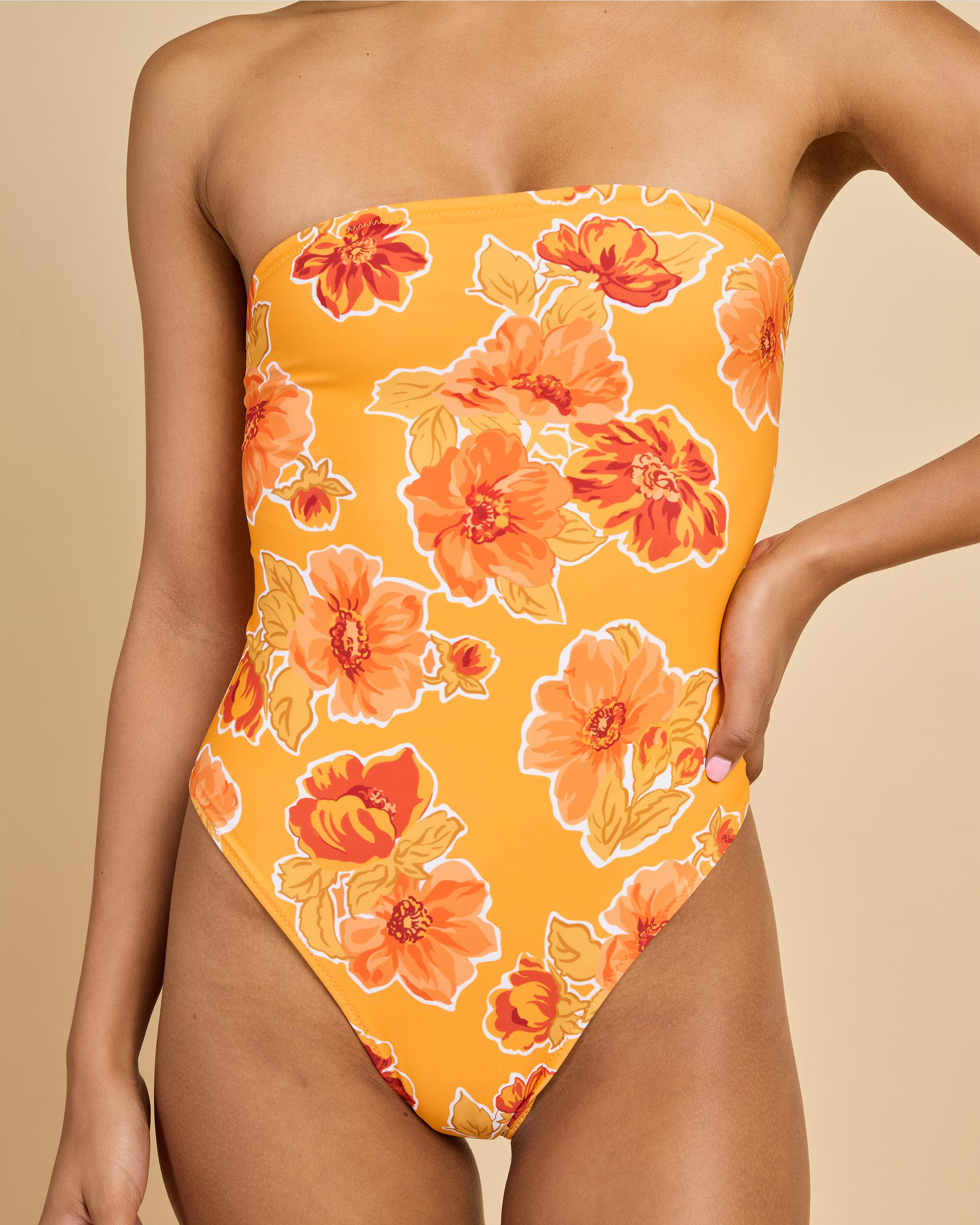 Ayla Floral Strapless One Piece Swimsuit