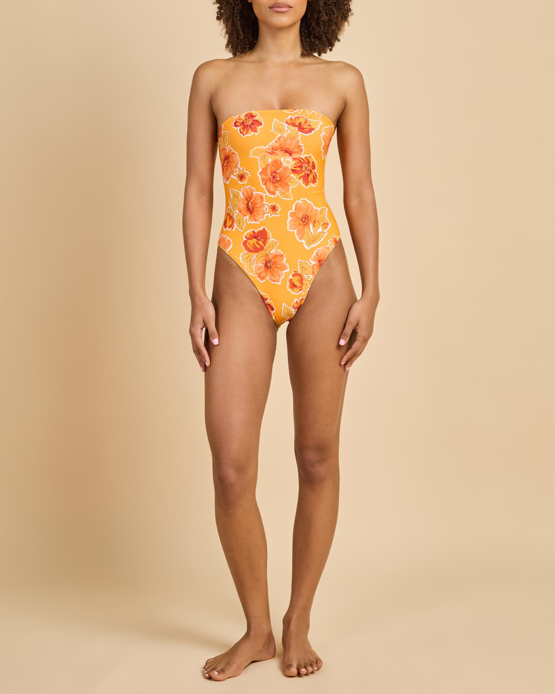 Ayla Floral Strapless One Piece Swimsuit