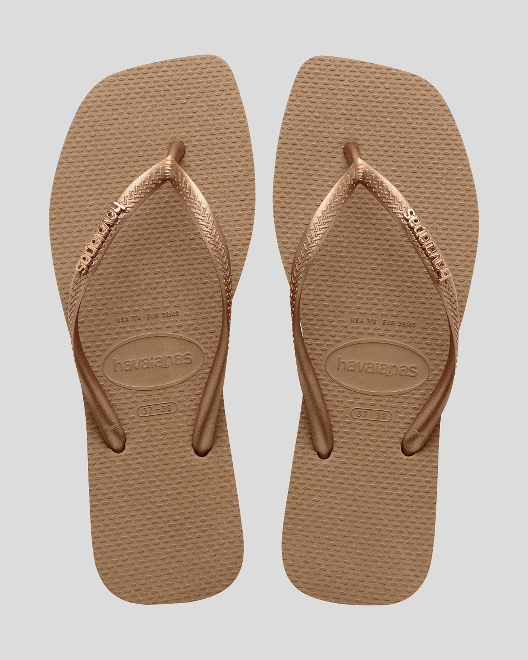 Slim Square Metal Logo Thongs