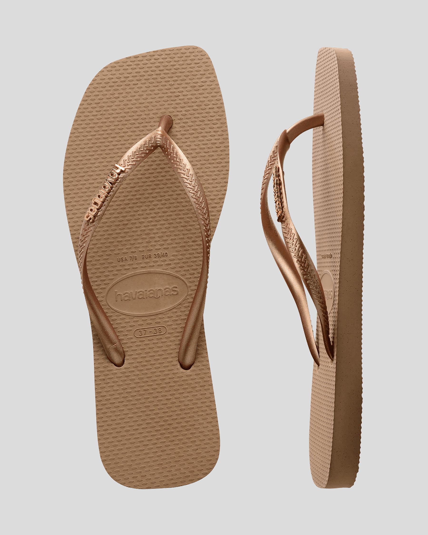 Slim Square Metal Logo Thongs