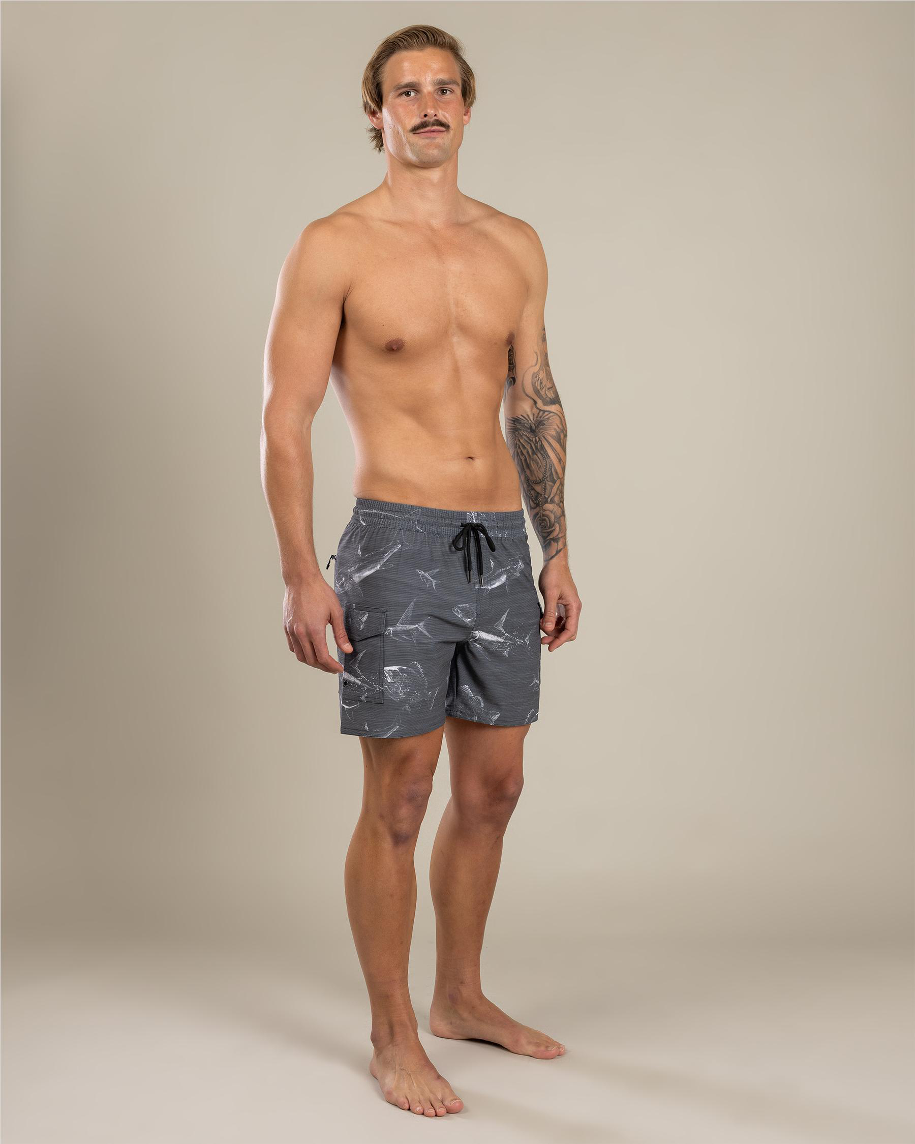 Grey Surge Elastic Waist Board Shorts
