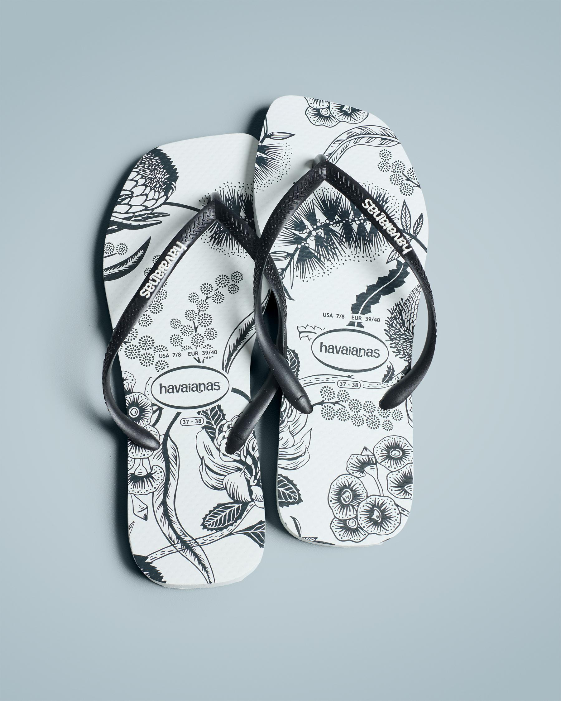 Slim Square Printed Flower Thongs