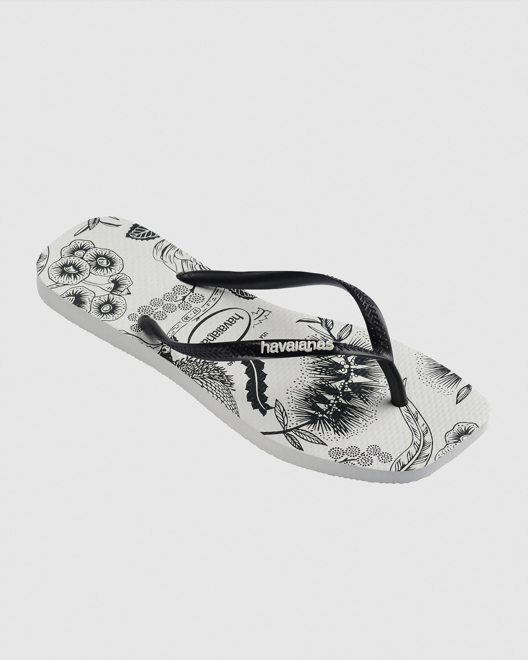 Slim Square Printed Flower Thongs