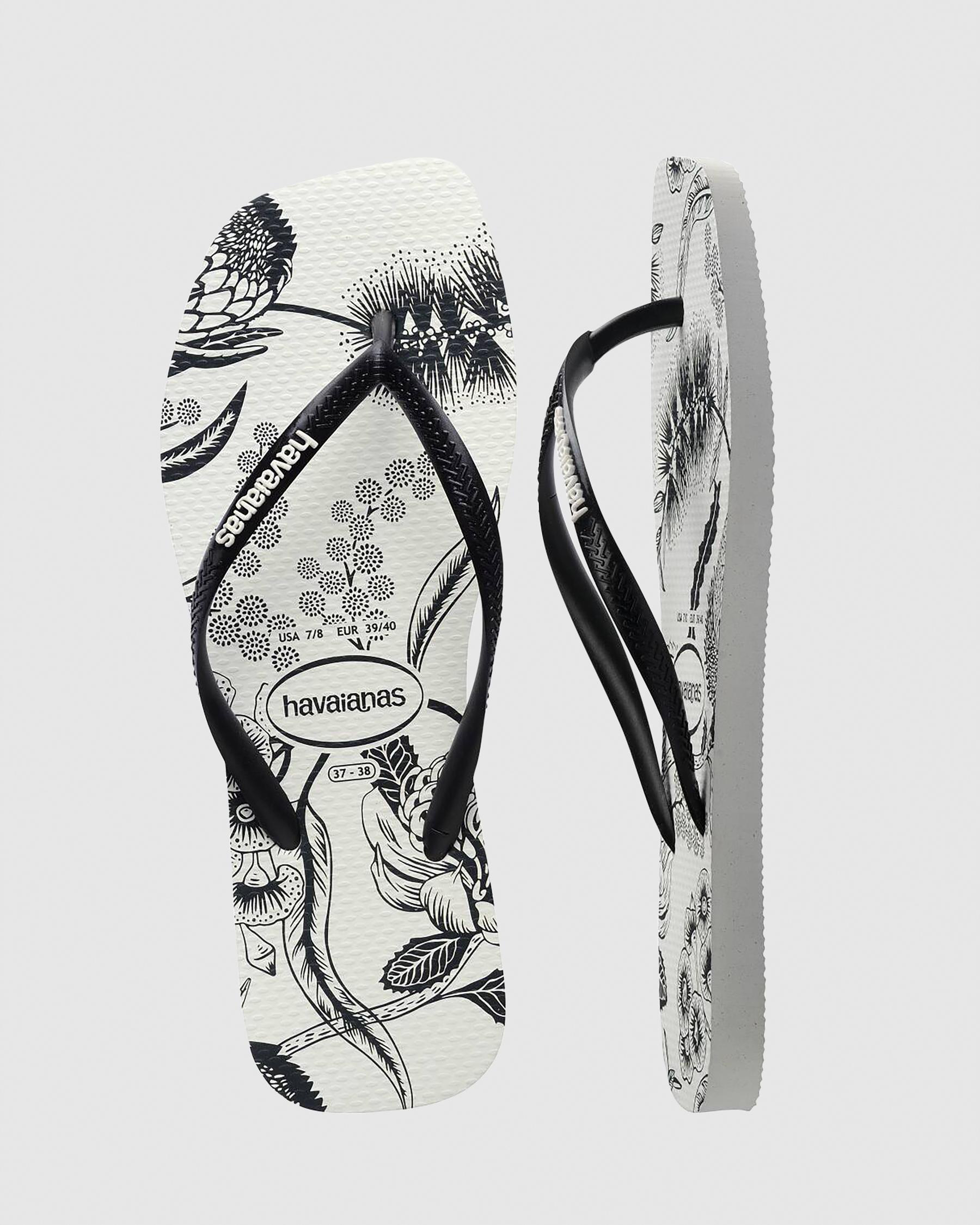 Slim Square Printed Flower Thongs