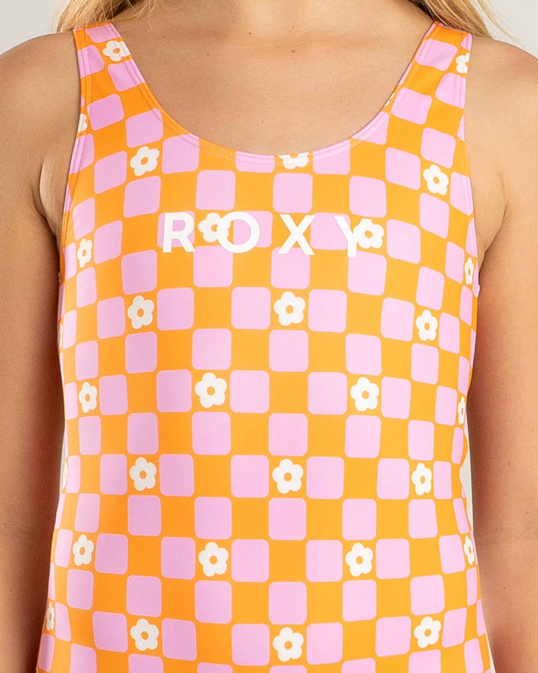 Flower Check One Piece Swimsuit