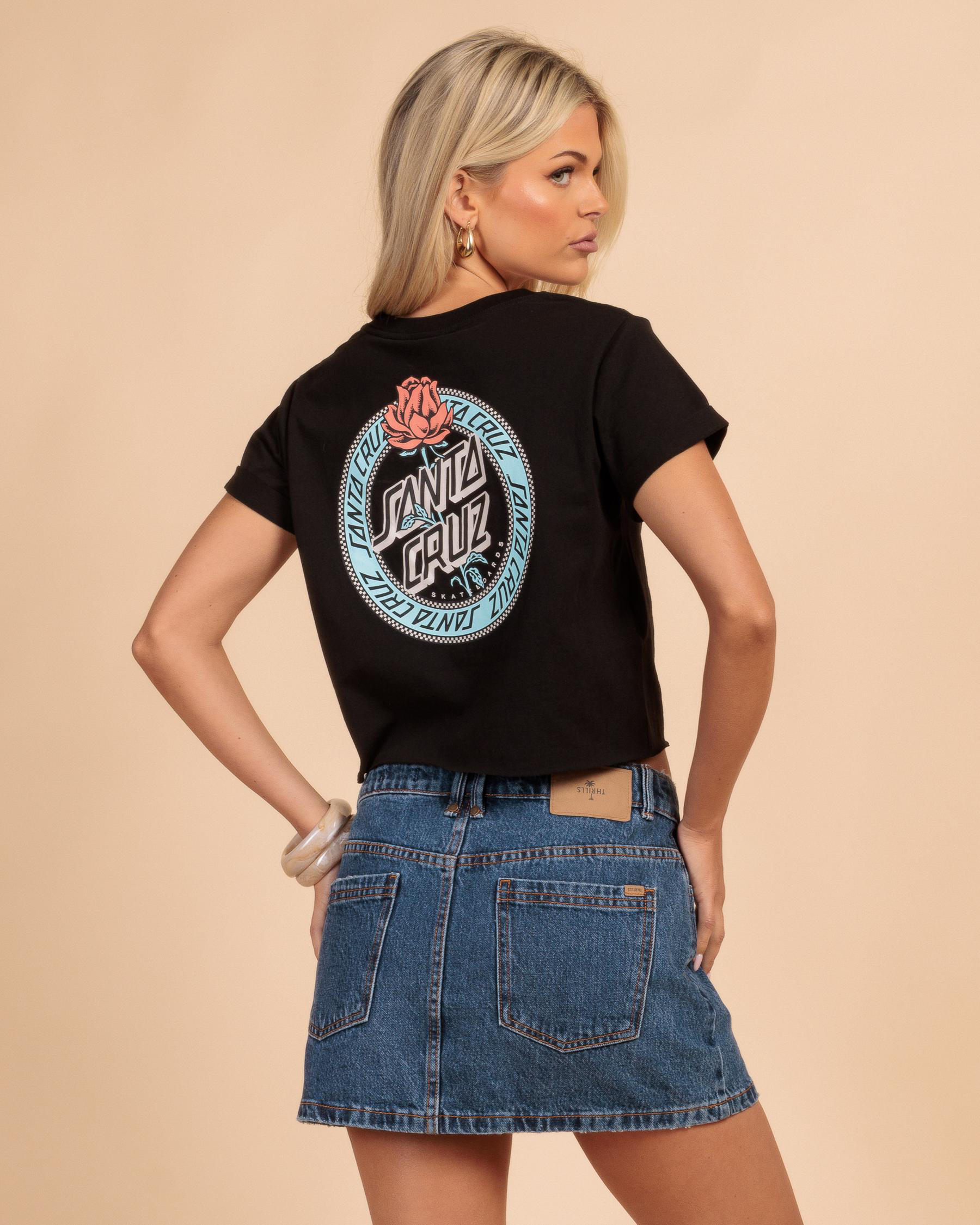 Rosette Ringed Dot Centre Fitted Cropped T-Shirt