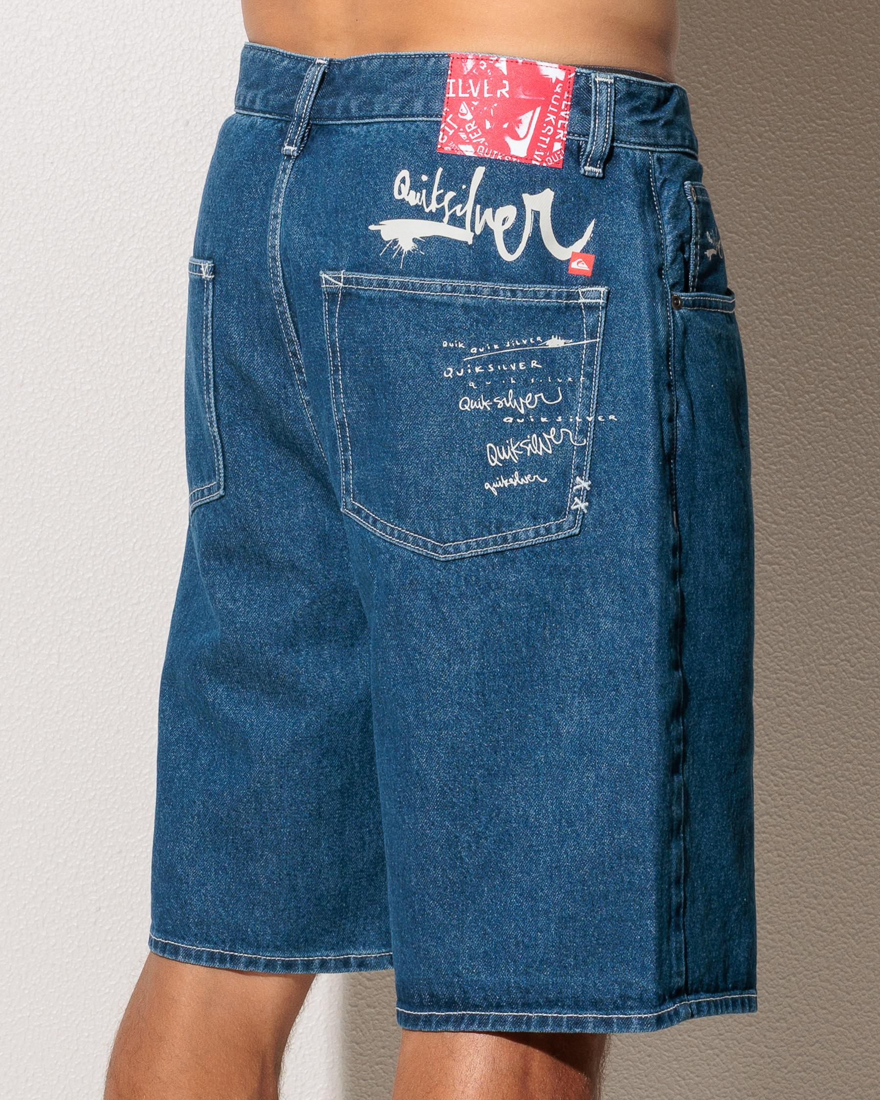 Impaired Baggy Denim Shorts