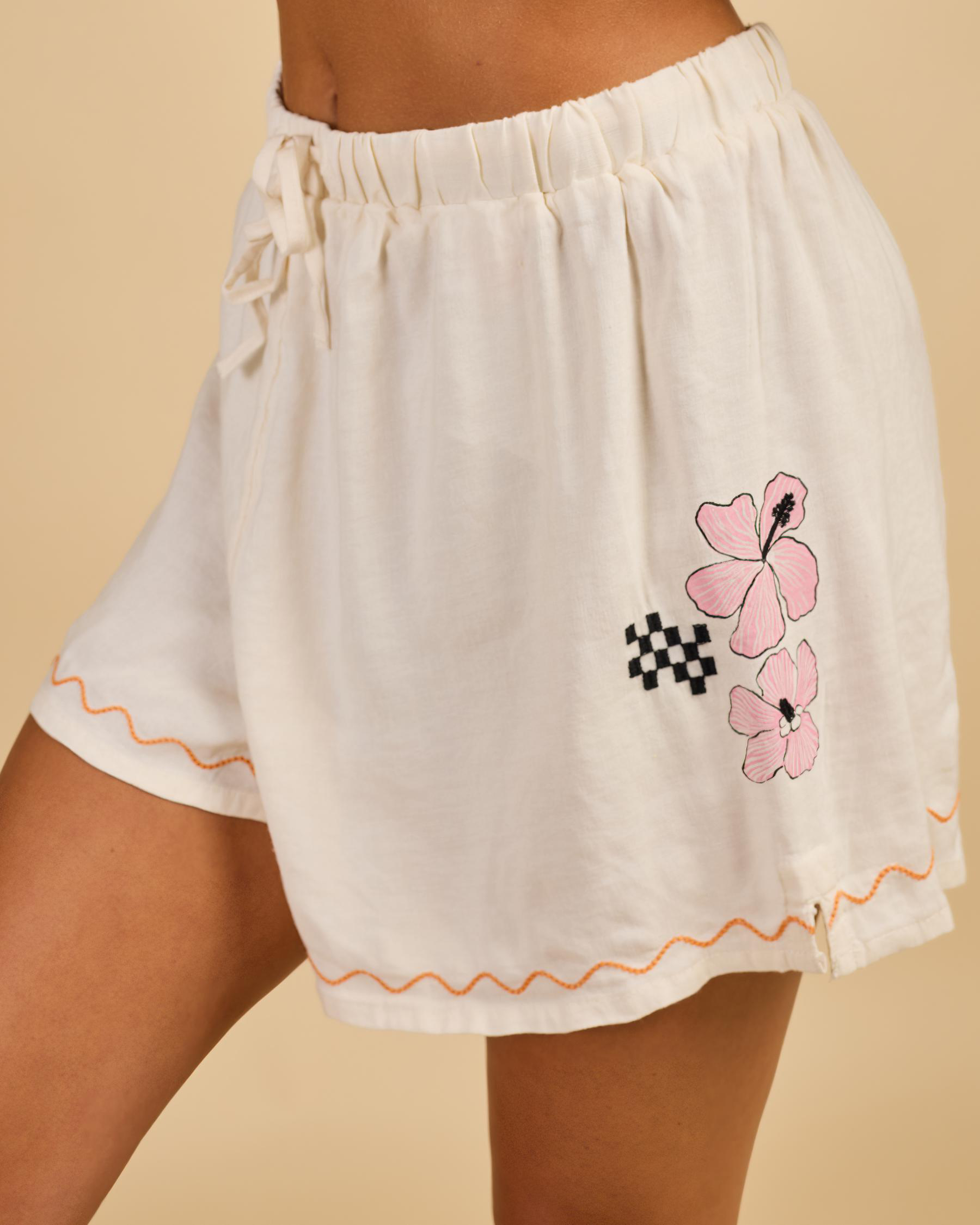 Sunset Luau Embroidered Shorts