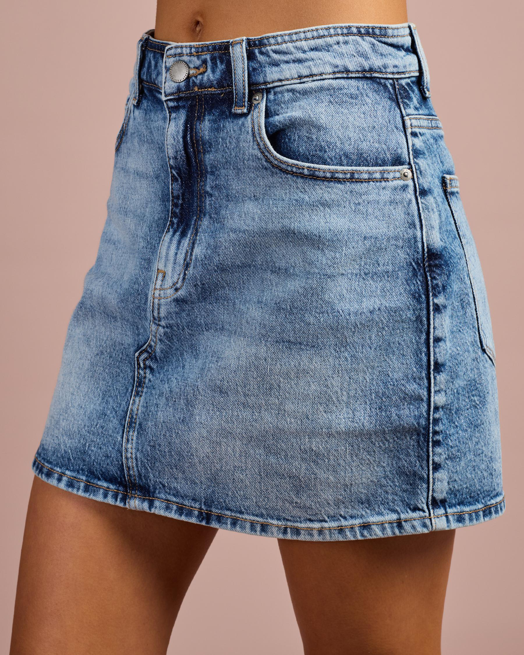 Shine Denim Mini Skirt