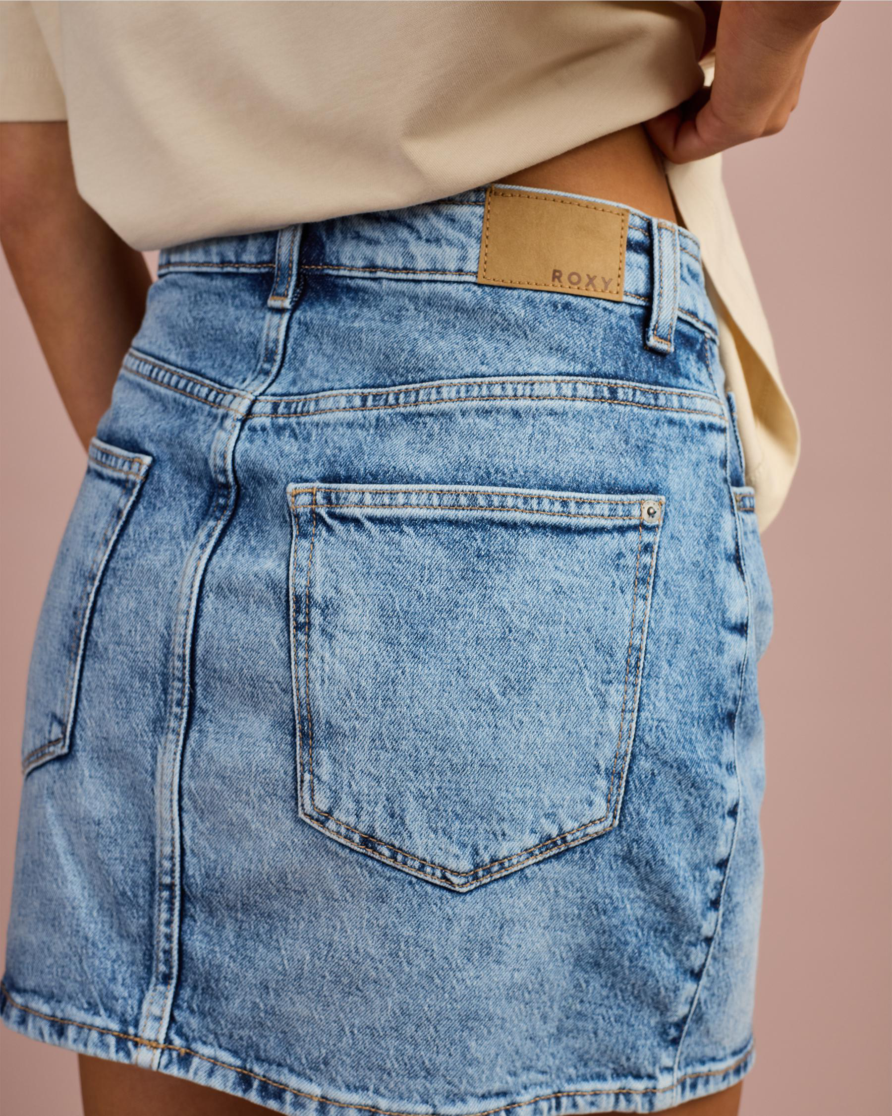 Shine Denim Mini Skirt