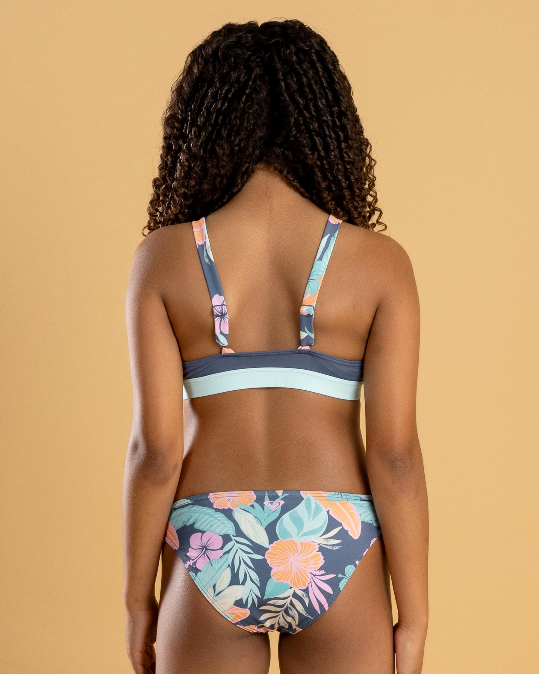Active Floral Crop Top Bikini Set