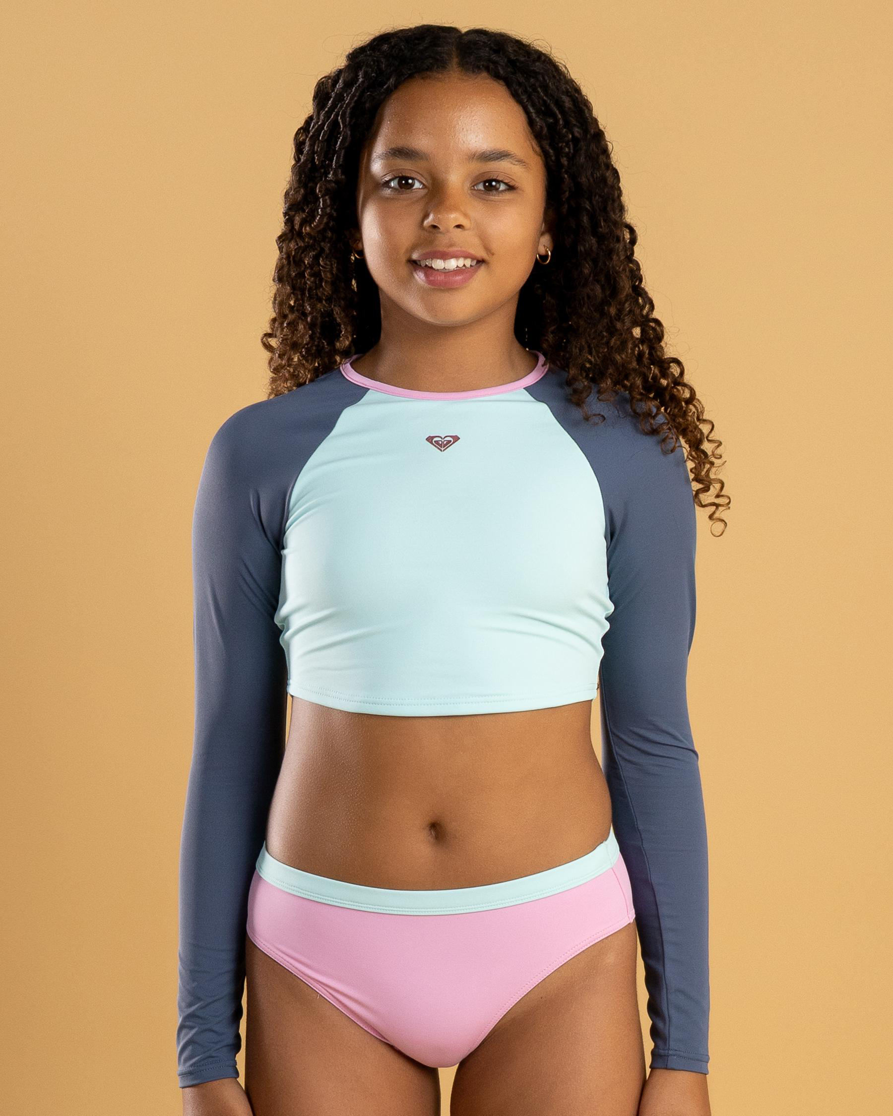 Colourblock Long Sleeve Crop Rash Vest Set