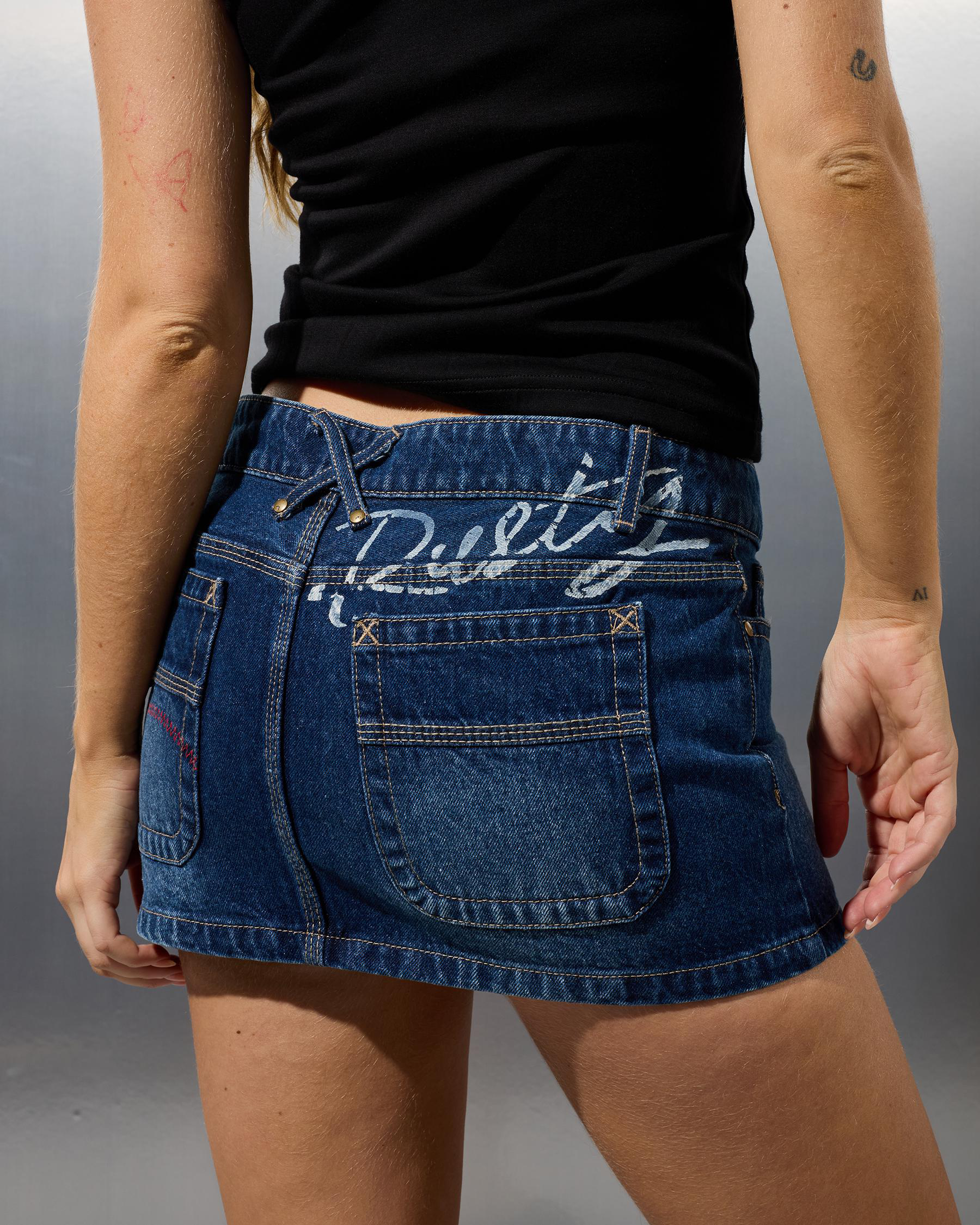 Shorty Low Rise Denim Micro Mini Skirt