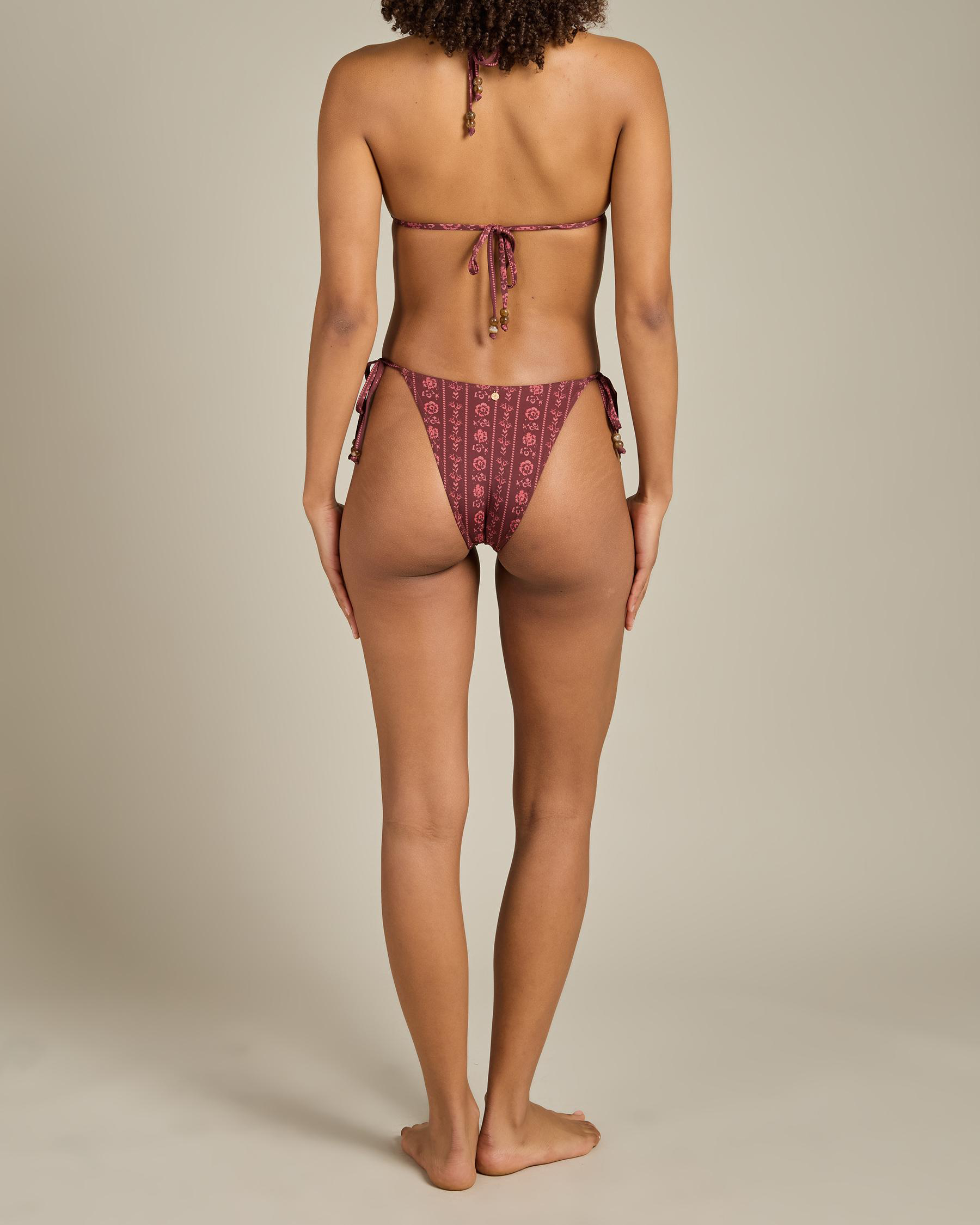 Vintage Floral Tie Side Hi Cut Bikini Bottom