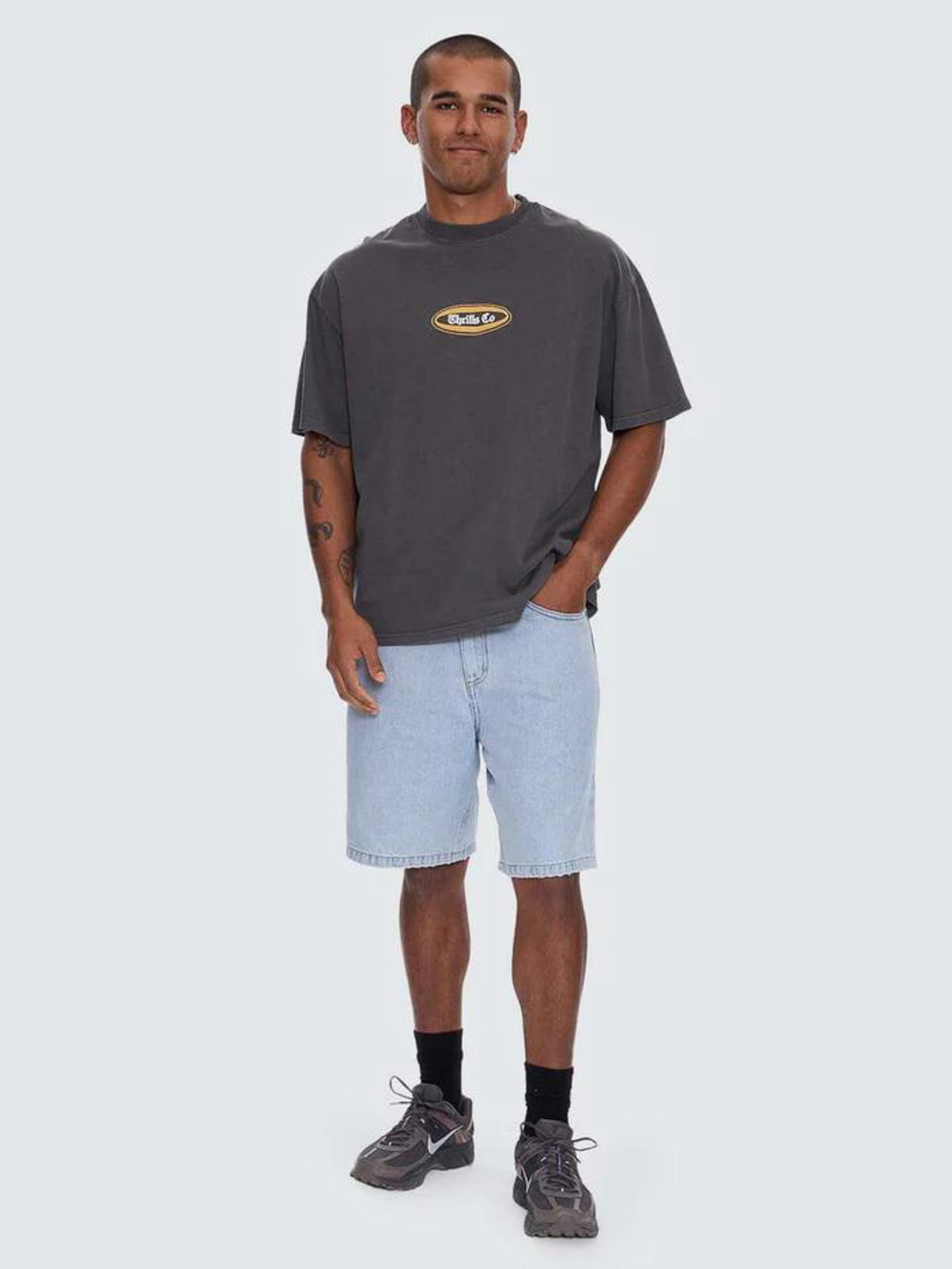 Mid Slacker Relaxed Long Denim Shorts