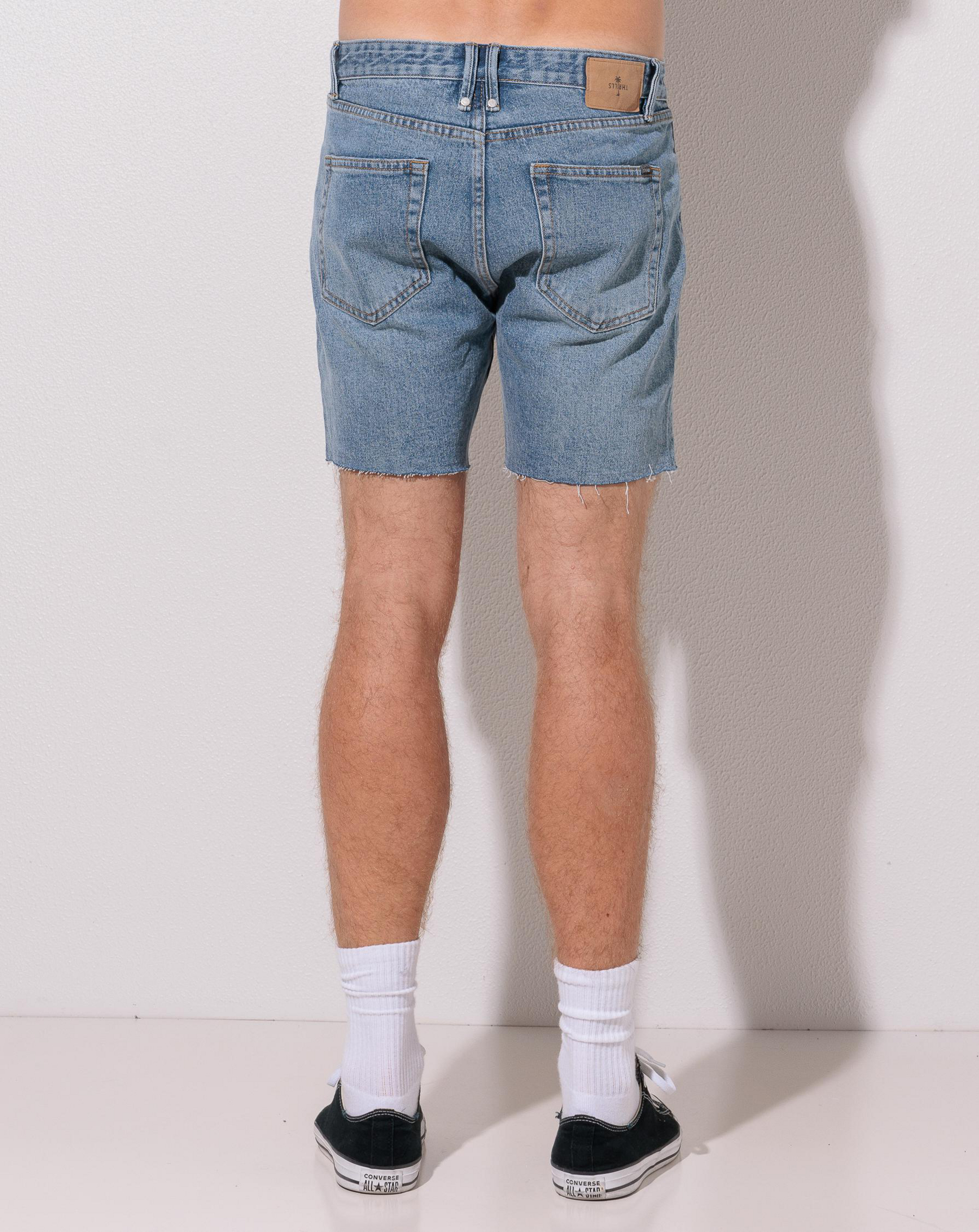 Mandude Raw Slim Cropped Denim Shorts