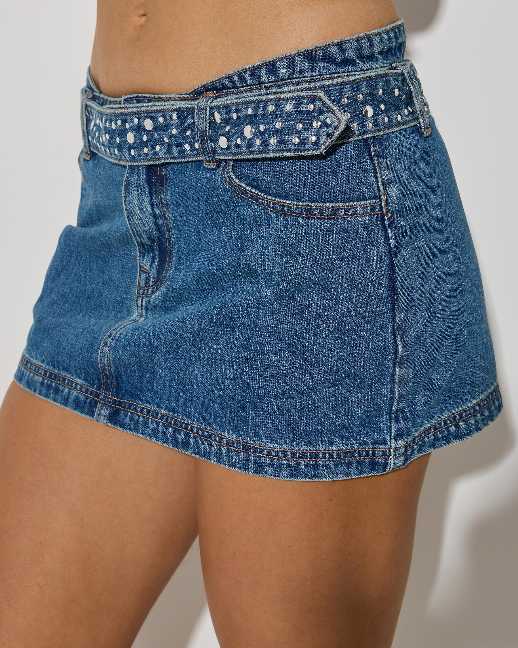 Crystal Denim Mini Skirt
