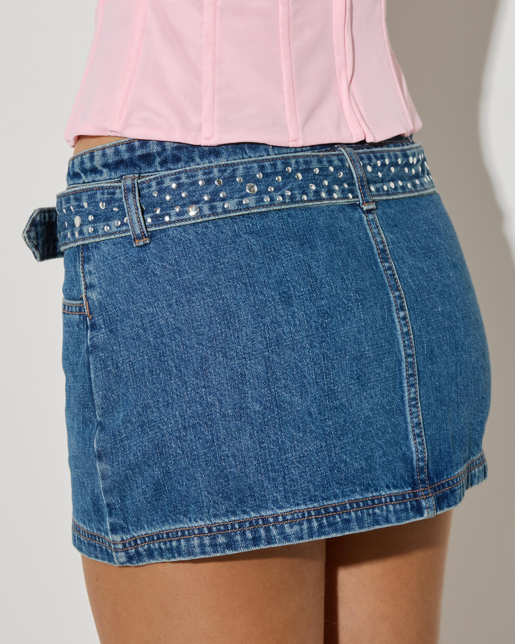 Crystal Denim Mini Skirt