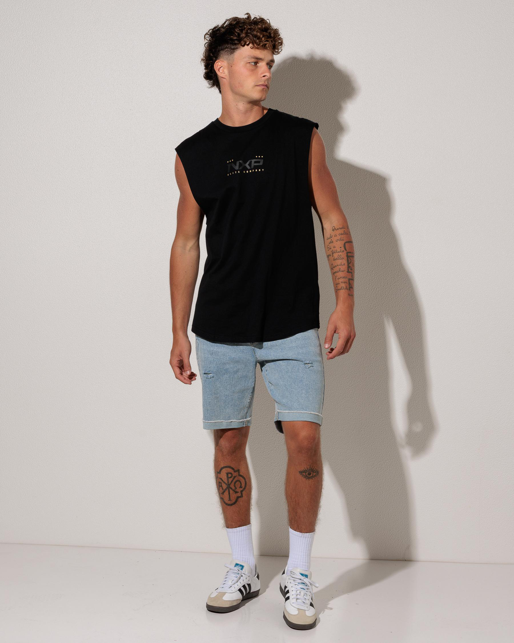 Deliberate Dual Curved Muscle Tank