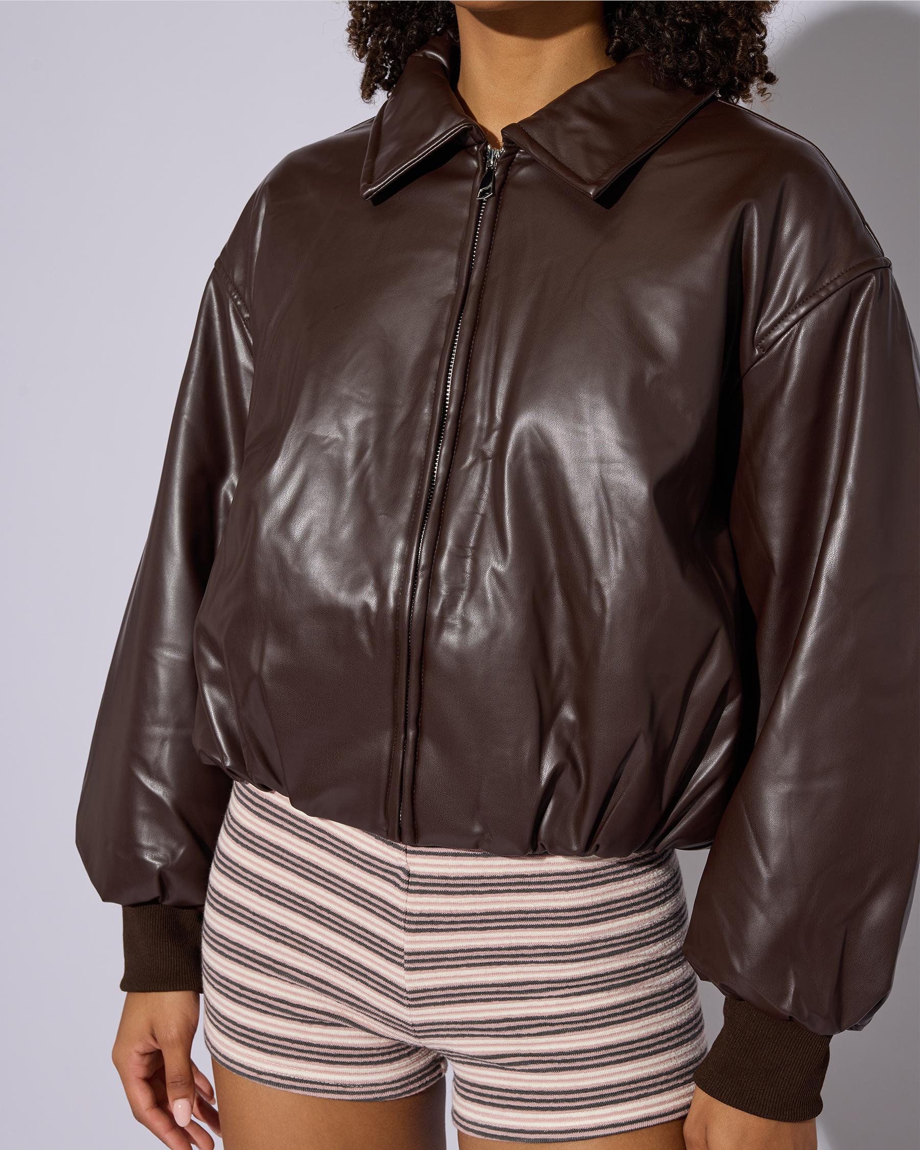 Huxley Faux Leather Puffer Jacket